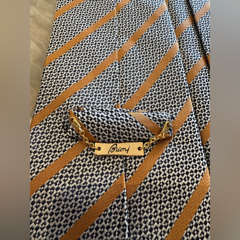 Brioni NWOT Classy Luxury Black White Gold Formal Men’s Tie